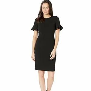 NEW Calvin Klein Exquisite BLACK Flutter Sleeve Sheath Dress • Size 2
